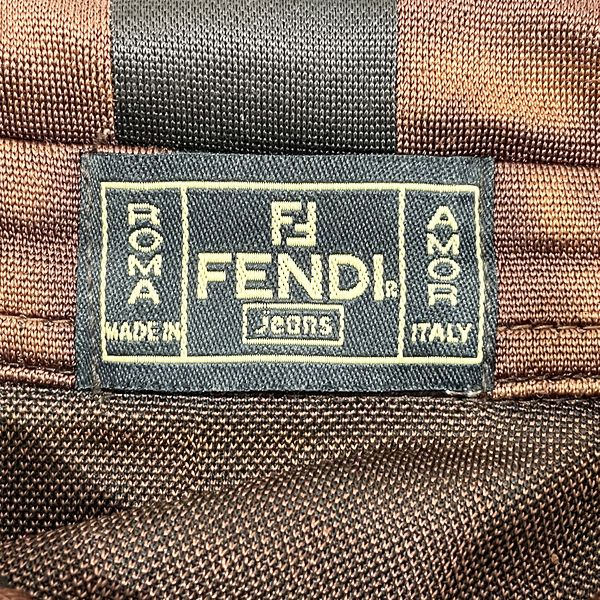 中古B/標準】FENDI フェンディ ズッカ ぺカン 総柄 ブロックチェック レディースMサイズ程度 レディース 長袖シャツ ブラウン20443949