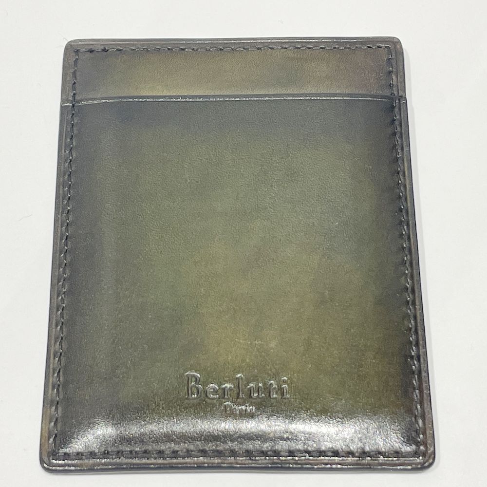 中古B/標準】Berluti ベルルッティ カリグラフィ ヴェネチアン カードケース付き メンズ 二つ折り財布 カーキ20444885