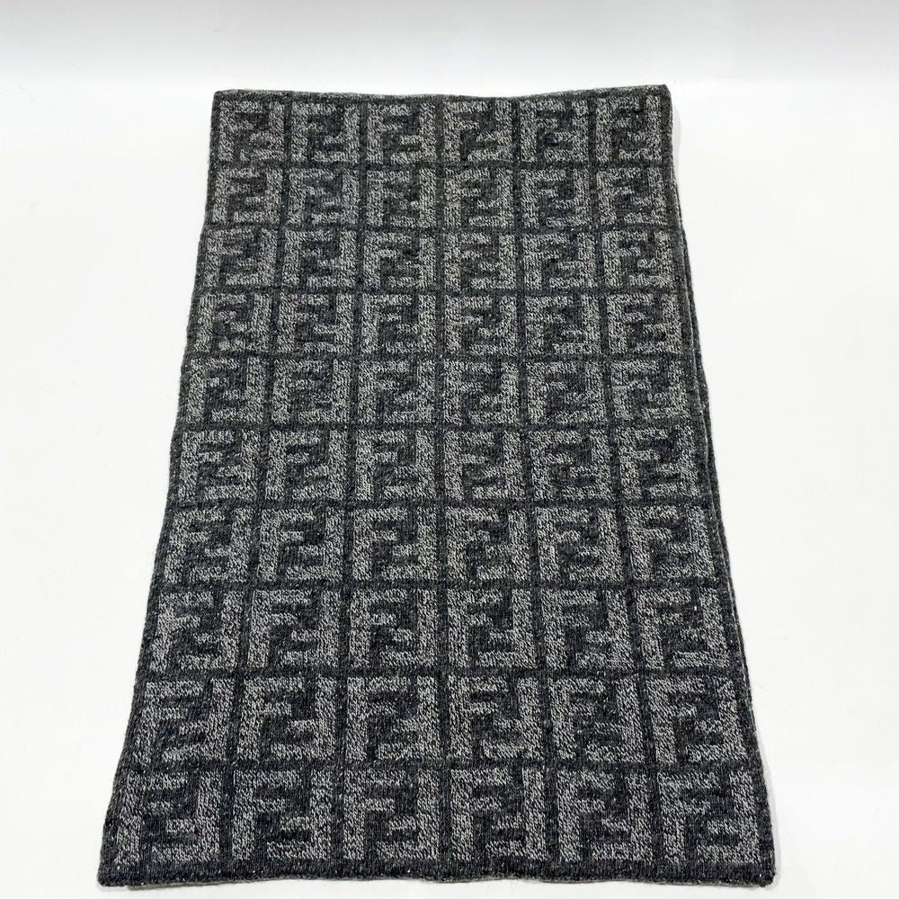 FENDI Zucca FF pattern logo stole scarf 182cm x 29cm wool unisex [Used AB]