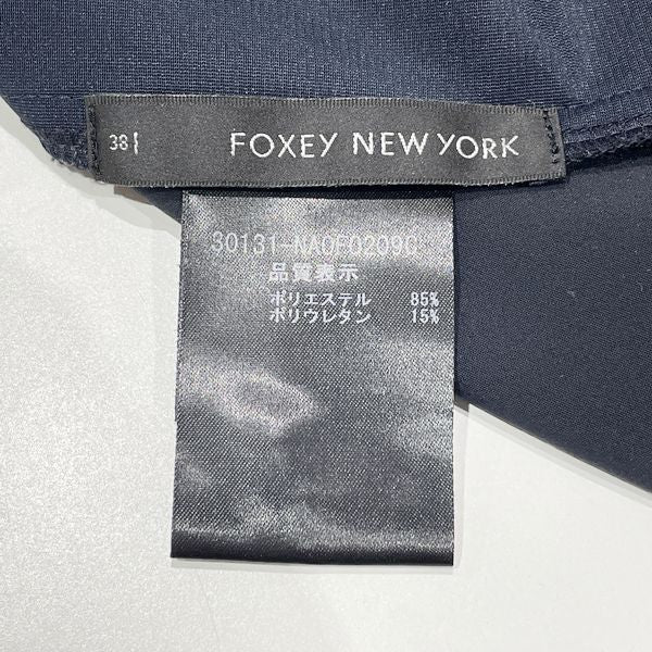 FOXEY NEW YORK Dress Little Circular 30131 Size 38 Navy Flare Skirt with Collar Polyester/Polyurethane Women's [Used AB]