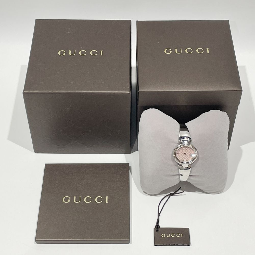 GUCCI(グッチ) シマ バングルウォッチ ピンクシェル 134.5 腕時計 ステンレススチール レディース【中古B】