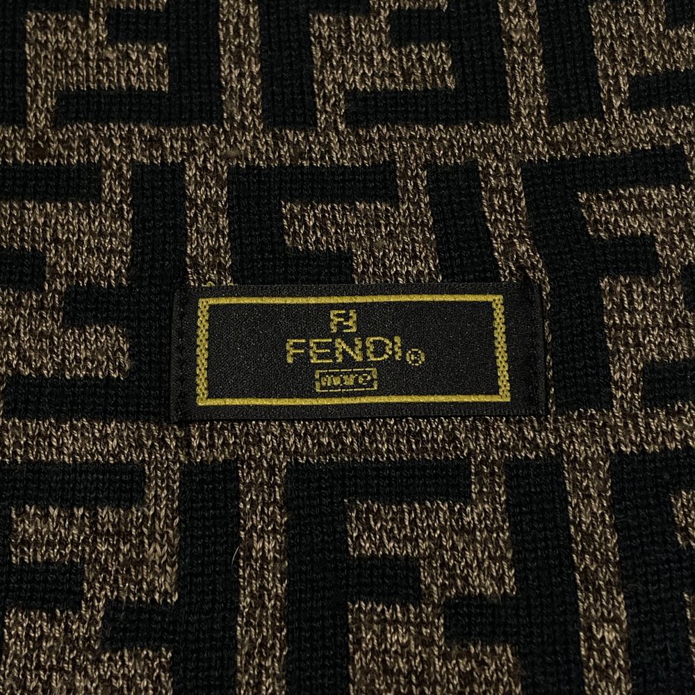 FENDI(フェンディ) ズッカ ブロックチェック ぺカン 154cm×35cm ブラウン/ブラック マフラー ウール ユニセックス【中古AB】20240119