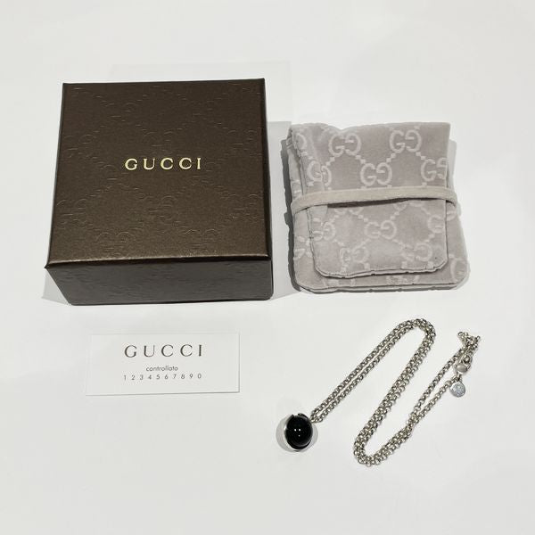 GUCCI(グッチ) Gモチーフ オニキス ボール ネックレス シルバー925 レディース【中古B】20240116