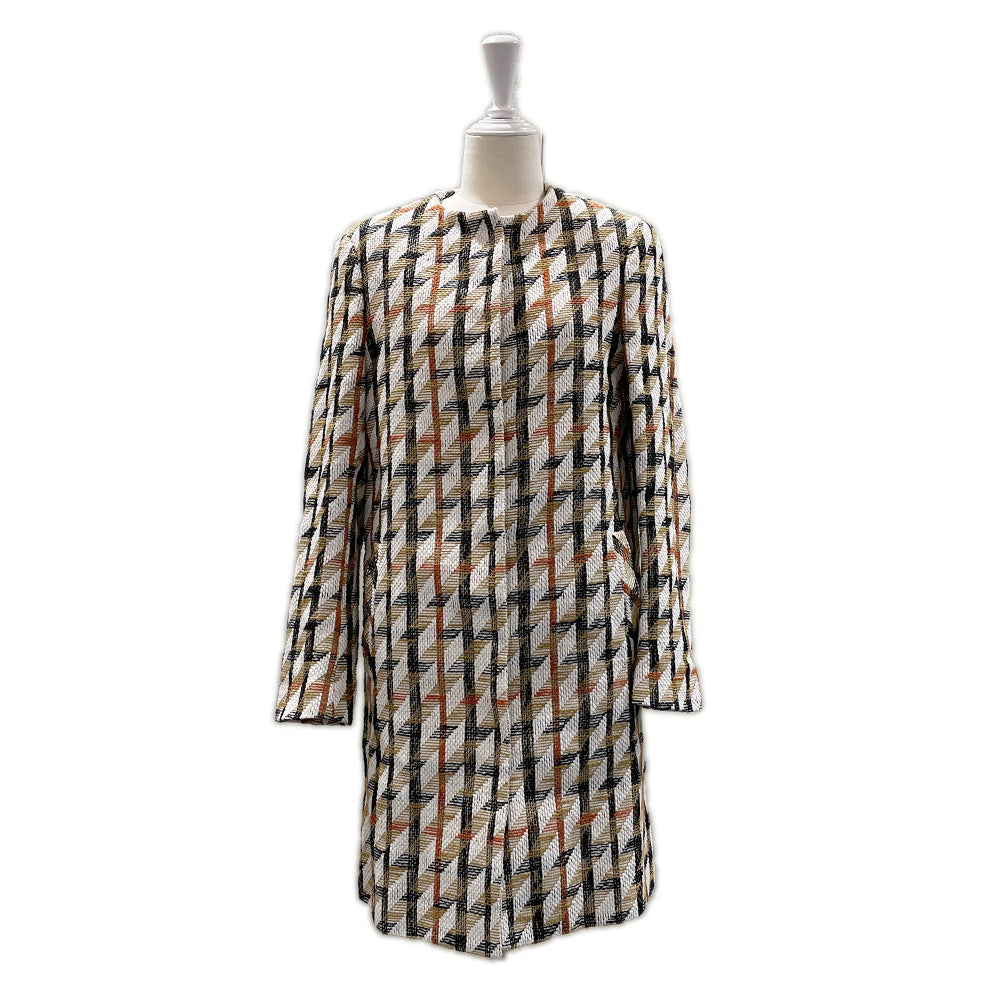 DAKS Size 38 House Check Tweed Medium Length Trench Coat Cotton/Linen/Acetate Others Women's [Used AB] 20240301