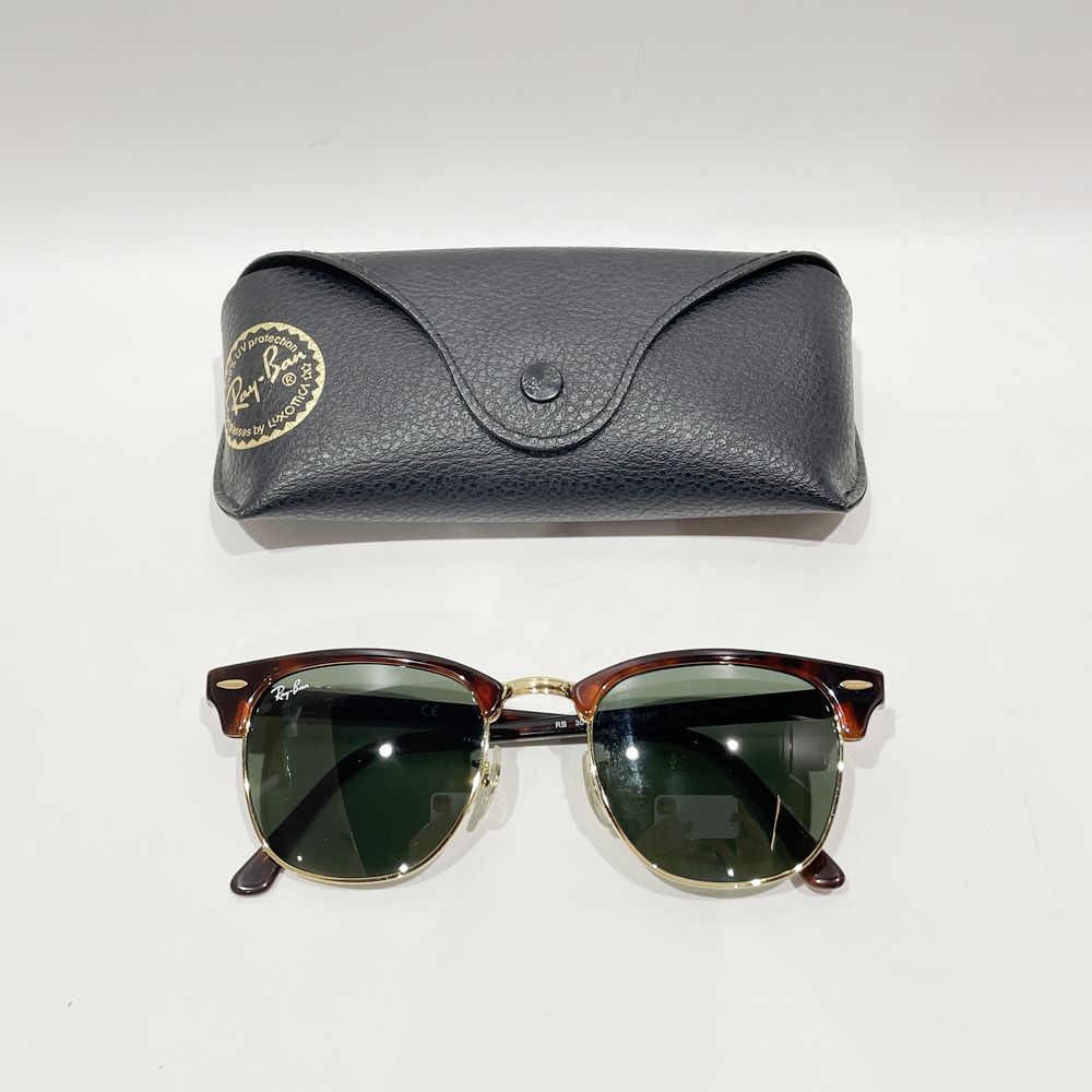 中古AB/使用感小】Ray-Ban レイバン クラブマスター モックトータス/ゴールド G-15 ブロー ユニセックス サングラス RB3016  ブラウン20451264