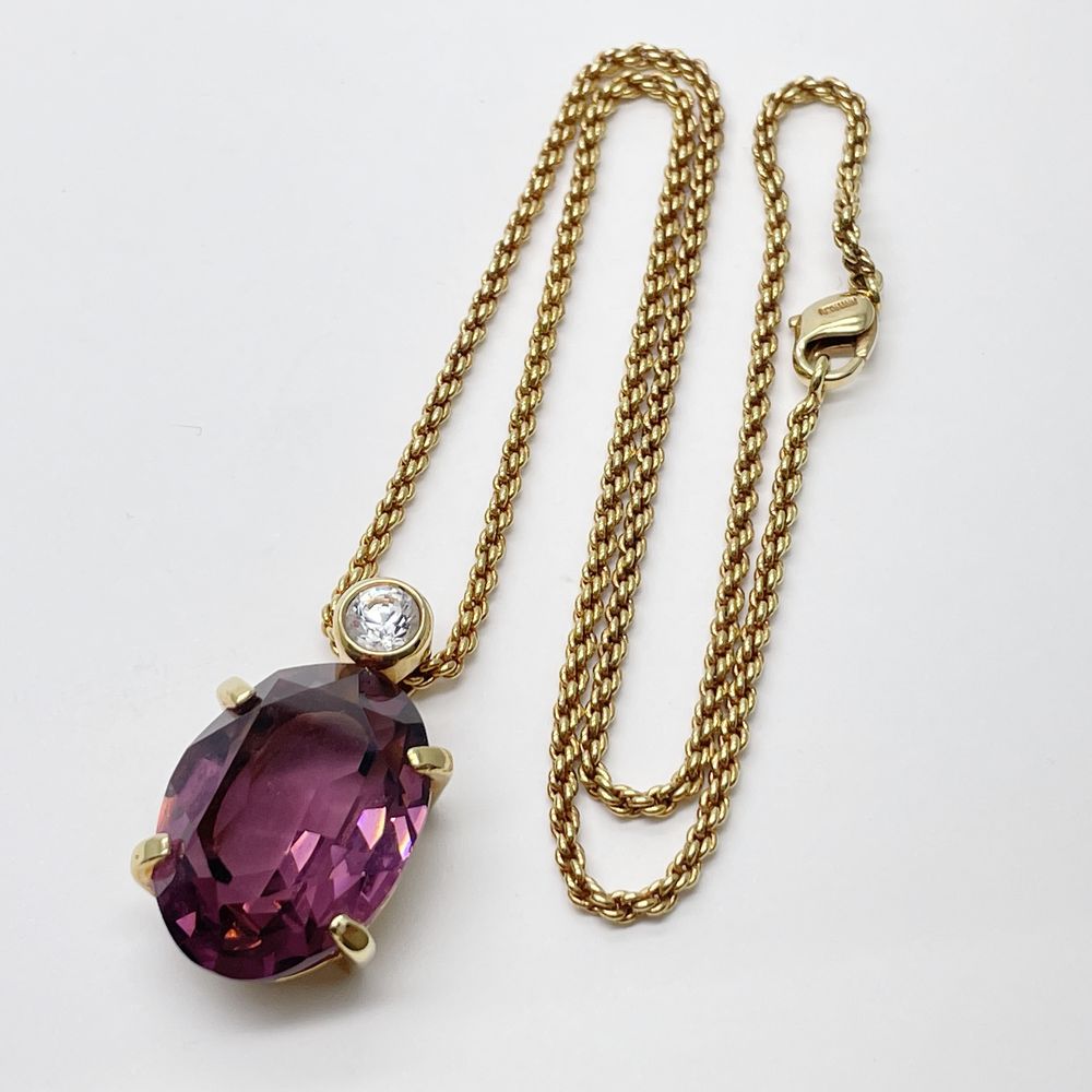 Christian Dior Colored Stone Bijou Twist Chain Vintage Necklace GP Women's [Used B] 20240223