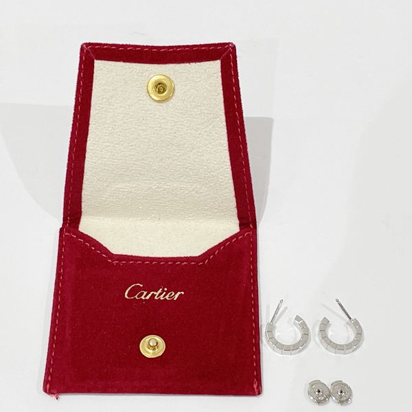 中古AB/使用感小】CARTIER カルティエ ラニエール サークル フープ K18WG レディース ピアス シルバー20453170