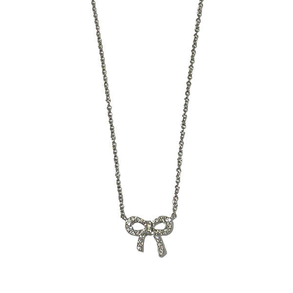 TIFFANY&amp;Co. Metro Bow Ribbon Necklace K18 White Gold/Diamond Women's [Used AB] 20240206