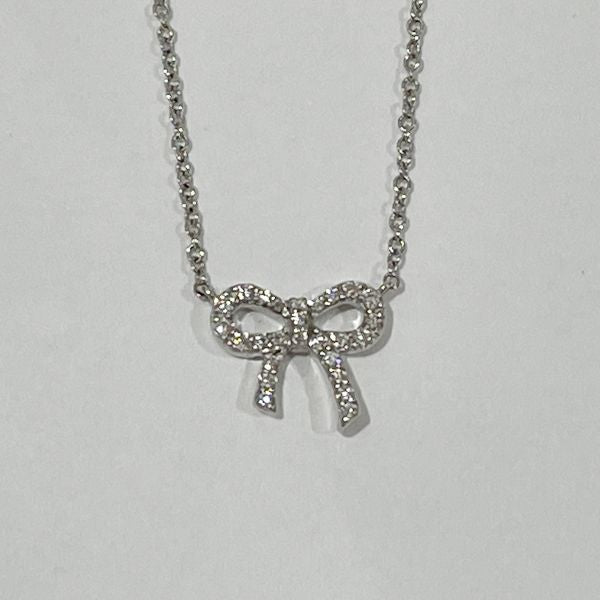TIFFANY&amp;Co. Metro Bow Ribbon Necklace K18 White Gold/Diamond Women's [Used AB] 20240206