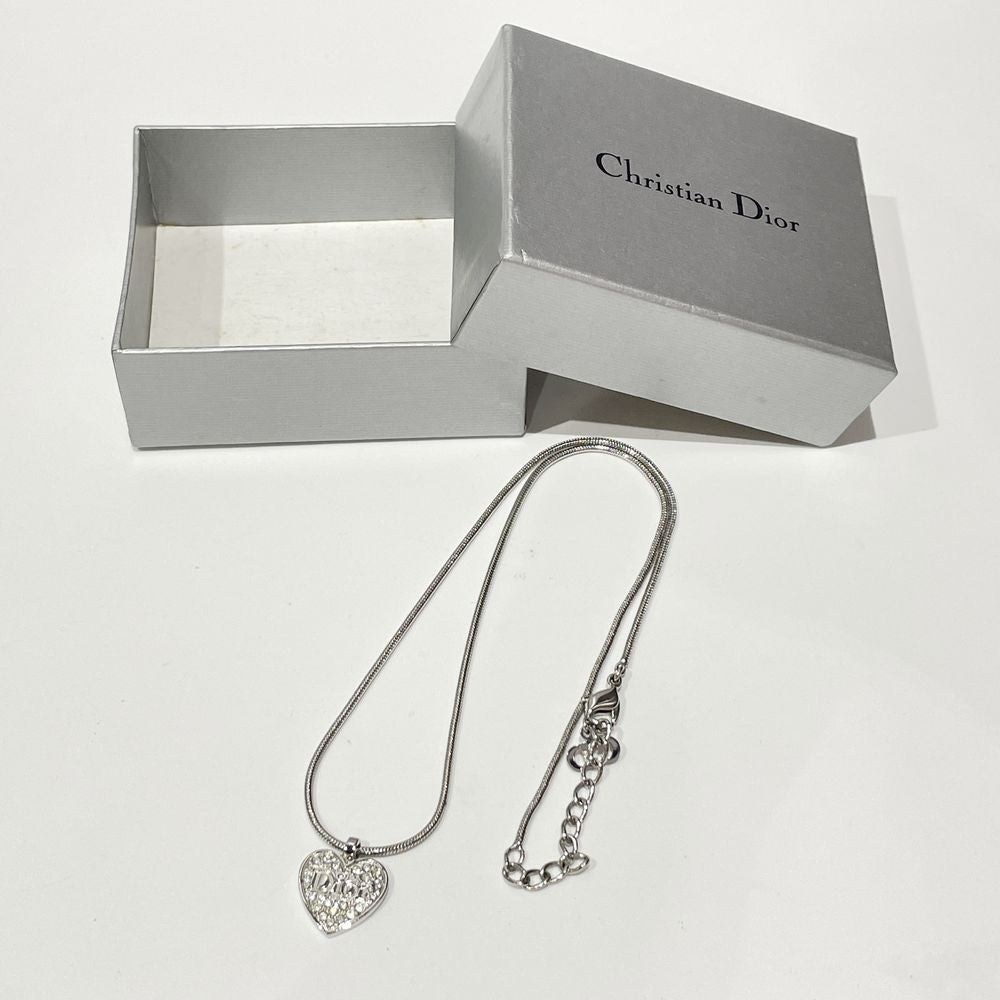 Christian Dior(クリスチャンディオール) ロゴ ハート ヴィンテージ ネックレス メタル/ラインストーン レディース【中古B】20240223