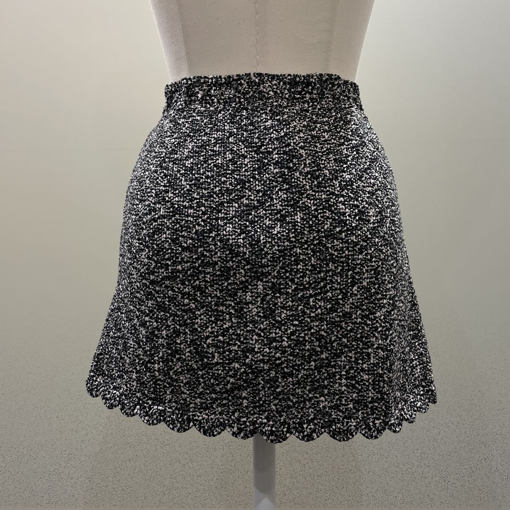 CHANEL Coco Mark Plate Tweed Design String Mini Skirt Cotton Women's [Used AB] 20240210