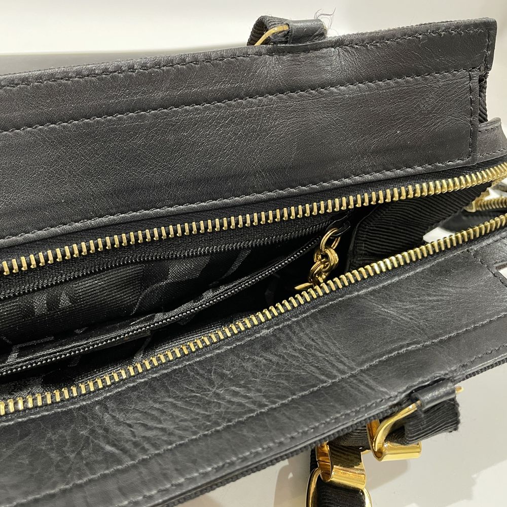 Salvatore Ferragamo Vara Ribbon Frill Chain Shoulder Bag AU-21 5252 Handbag Canvas/Leather Women's [Used B] 20240310