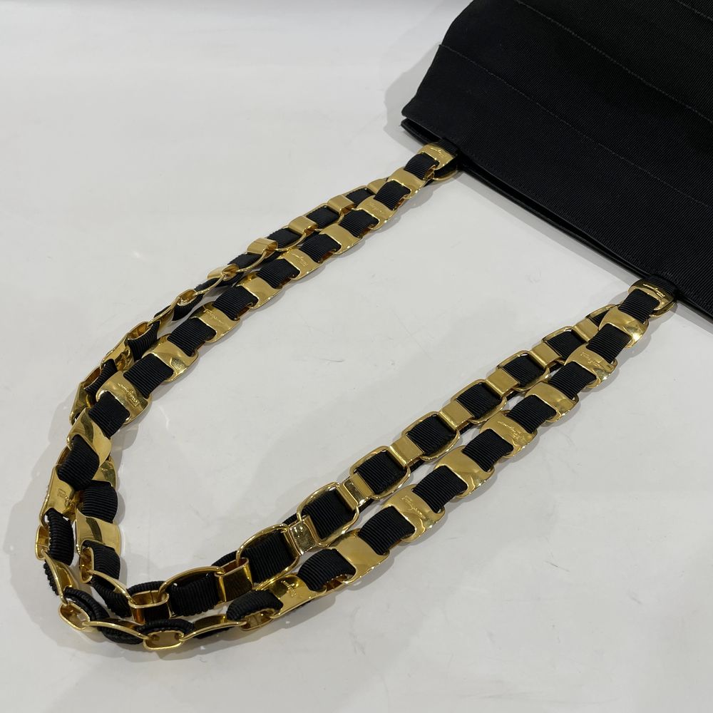 Salvatore Ferragamo Vara Ribbon Frill Chain Shoulder Bag AU-21 5252 Handbag Canvas/Leather Women's [Used B] 20240310