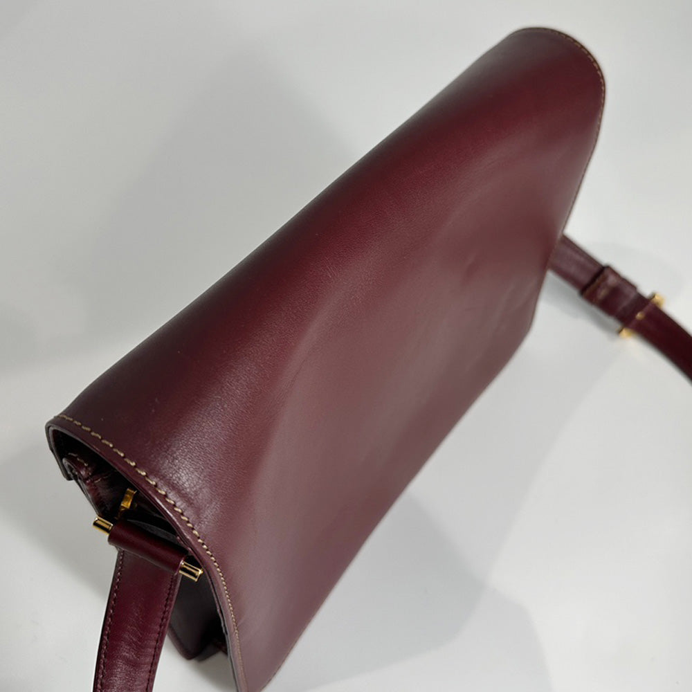 CARTIER Mastline Double Flap Crossbody Shoulder Bag Leather Women's [Used AB] 20240210