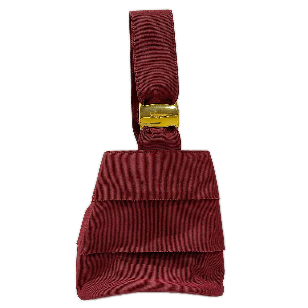 Salvatore Ferragamo Vara Ribbon Frill Mini AU-21 4684 Handbag Canvas/Leather Women's [Used AB] 20240310