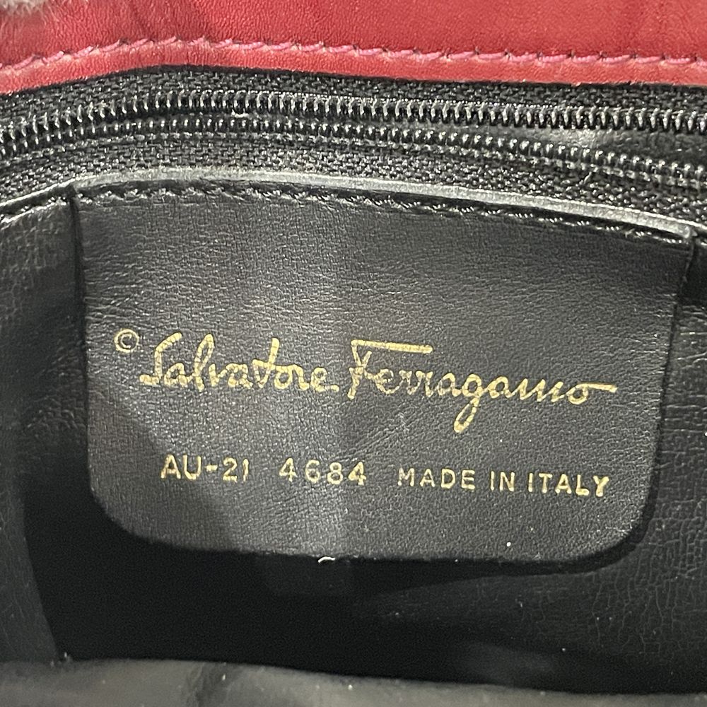 Salvatore Ferragamo(サルヴァトーレフェラガモ) ヴァラ リボン フリル ミニ AU-21 4684 ハンドバッグ キャンバス/レザー レディース【中古AB】20240310