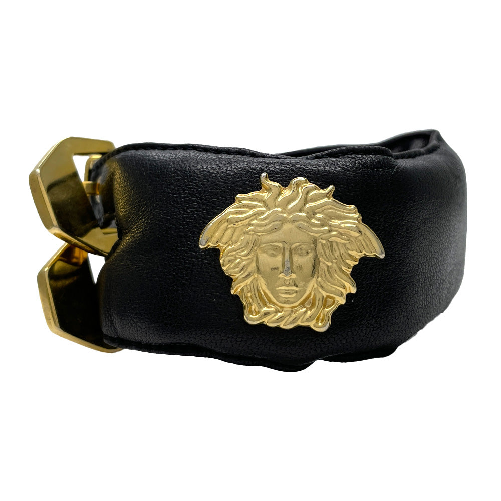 Gianni Versace Medusa Leather Wristband 24cm Vintage Bracelet / Unisex [Used AB] 20240327
