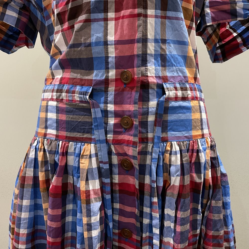 Vivienne Westwood Red Label (Vivienne Westwood Red Label) Size 02 (M size) Plaid Shirt Flare Skirt Volume Open Collar Dress/Women's [Used AB]
