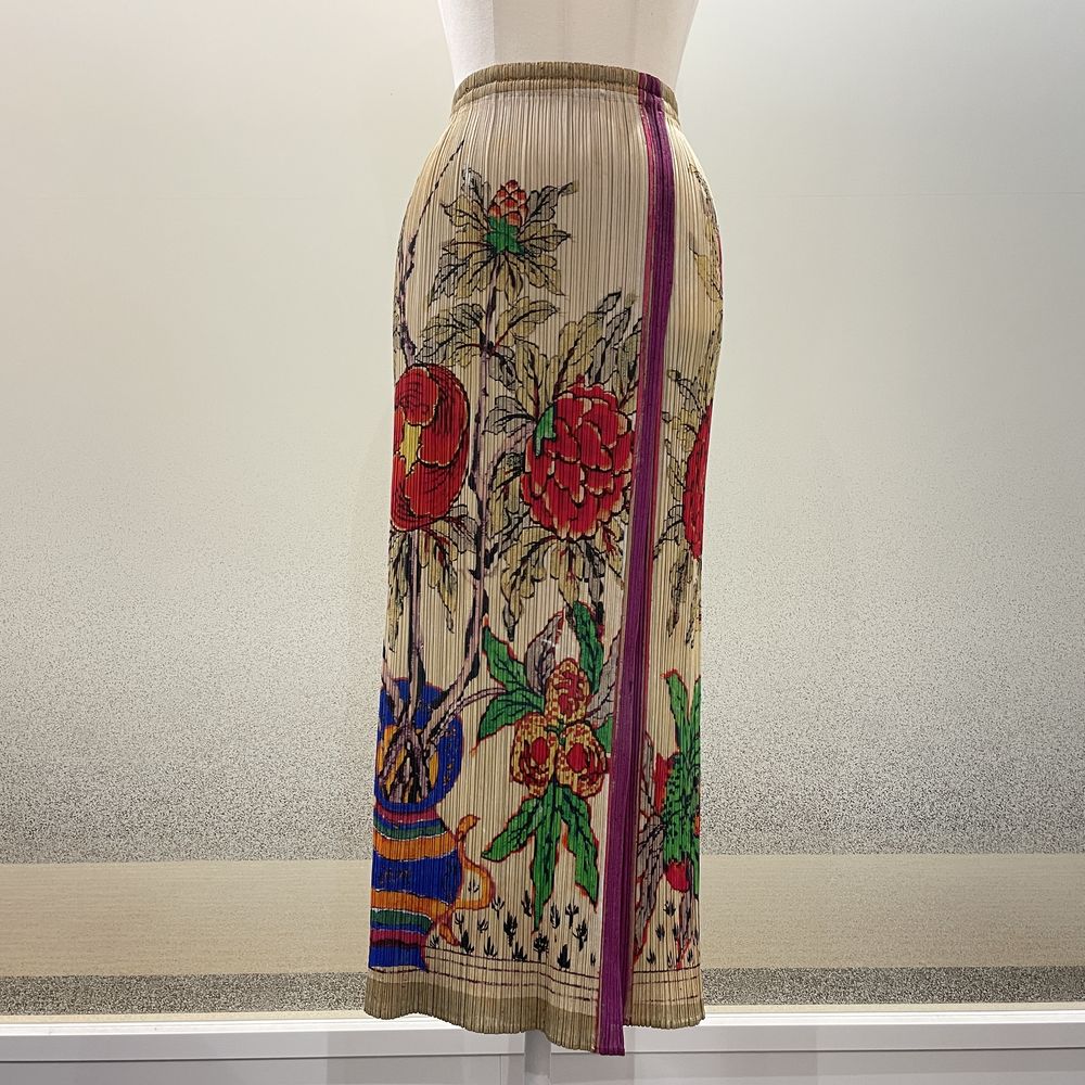 中古A/美品】ISSEY MIYAKE イッセイミヤケ サイズ上3/下2 花柄 花鳥画 シャツ スカート ワンピース ユニセックス セットアップ  PP84-JK583/JG57220453573