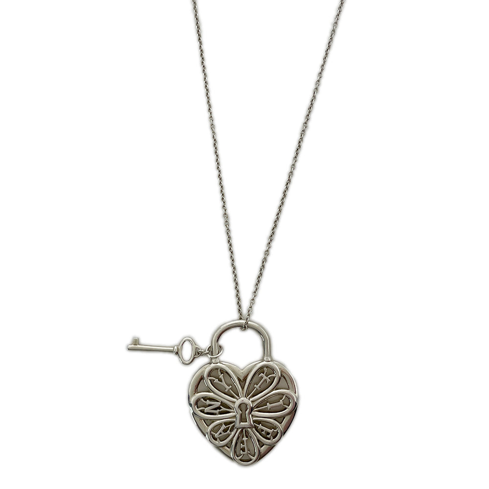 TIFFANY&amp;Co. [Rare] Filigree Heart Key Necklace Silver 925 Women's [Used AB] 20240214