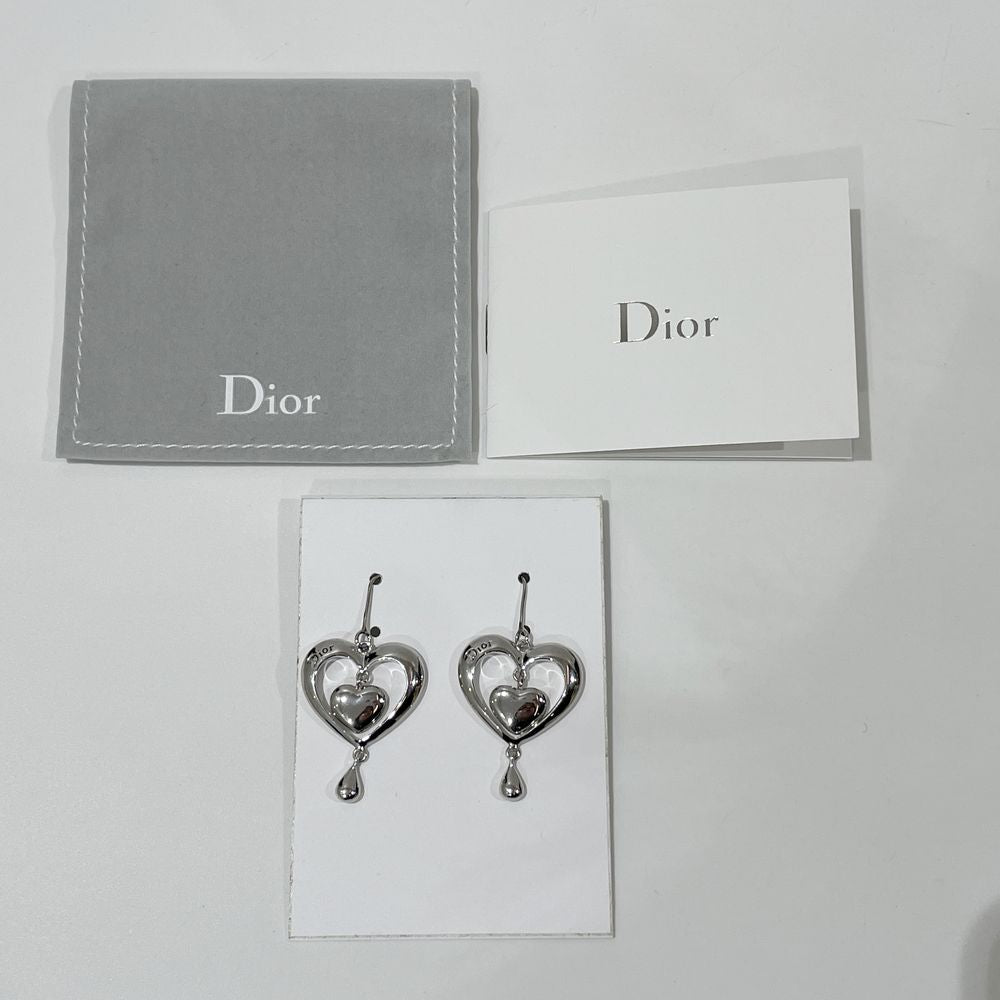 Christian Dior(クリスチャンディオール) ロゴ ハート ドロップ スイング フック ヴィンテージ ピアス メタル レディース【中古AB】