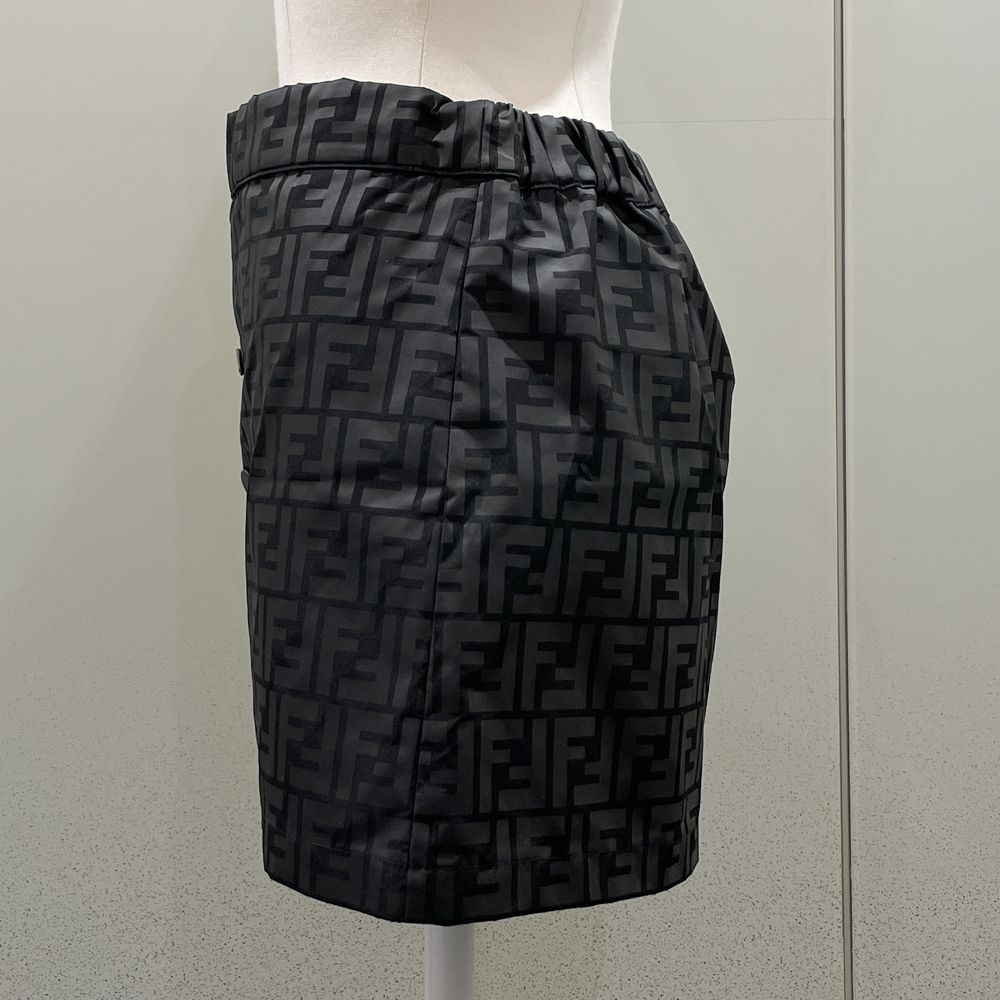 FENDI Zucca Front Button Waist Gathers 12+ Mini Skirt Nylon Kids [Used AB] 20240302