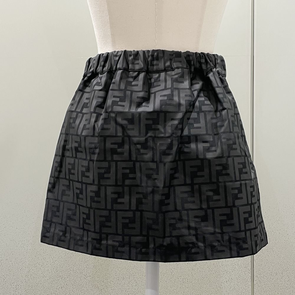 FENDI Zucca Front Button Waist Gathers 12+ Mini Skirt Nylon Kids [Used AB] 20240302