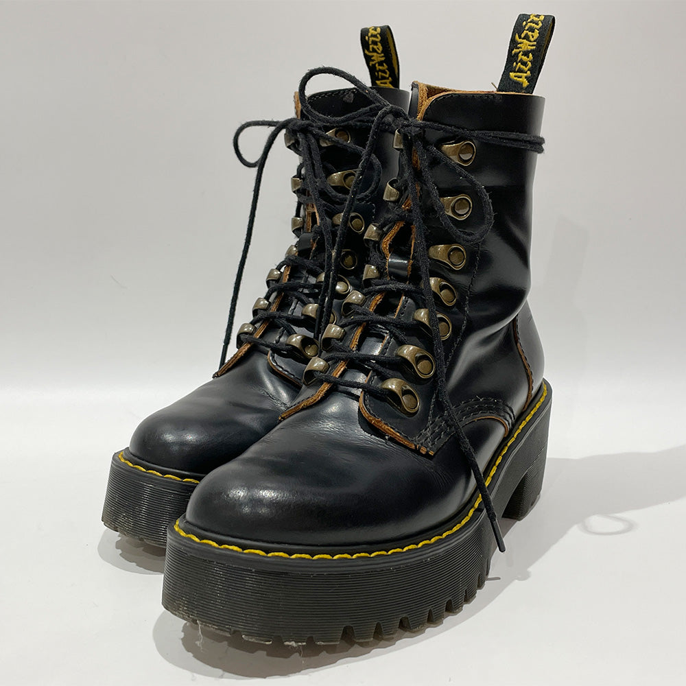 Dr.Martens LEONA UK3 (approx. 22.0cm) Boots Thick Sole Trekking Boots Leather/Rubber Unisex [Used AB] 20240315