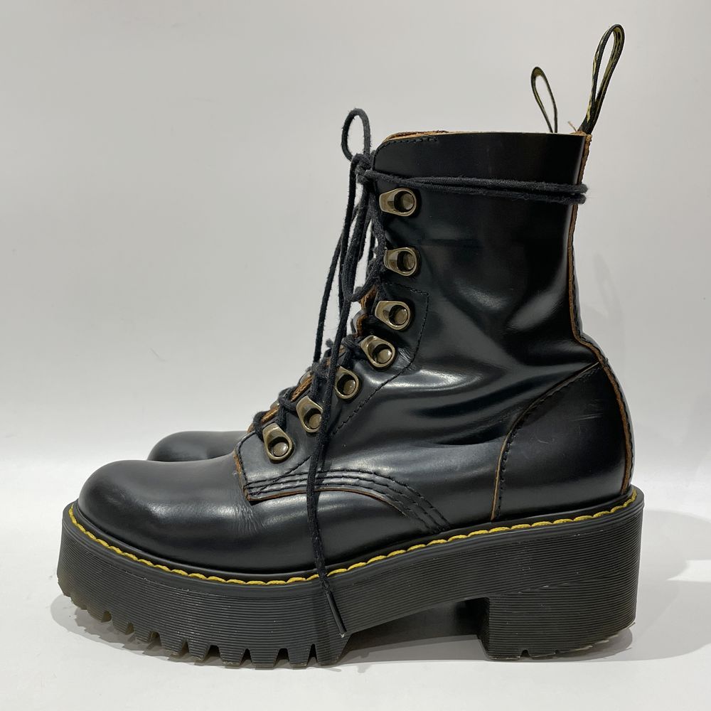 中古AB/使用感小】Dr.Martens ドクターマーチン LEONA レオナ UK3（22.0cm程度）ブーツ 厚底 トレッキング ユニセックス  ブーツ ブラック20453771