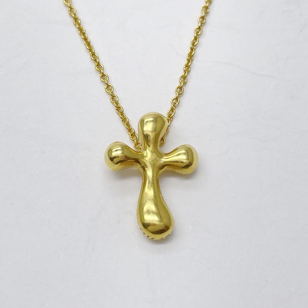 TIFFANY&amp;Co. Elsa Peretti Small Cross Necklace K18 Yellow Gold Women's [Used AB] 20240221