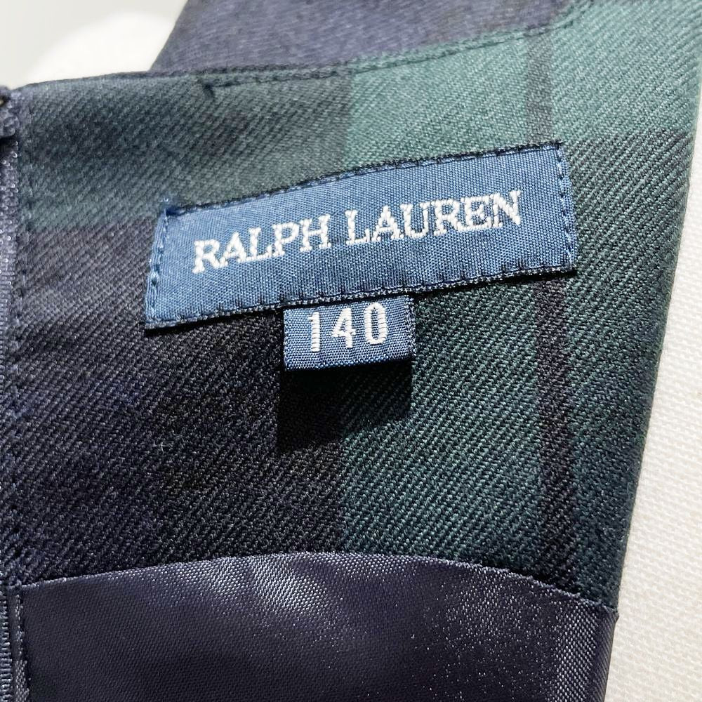 RALPH LAUREN(ラルフローレン) タータンチェック柄 ノースリーブ サイドボタン 140 ワンピース ウール/ポリエステル キッズ【中古AB】20240324