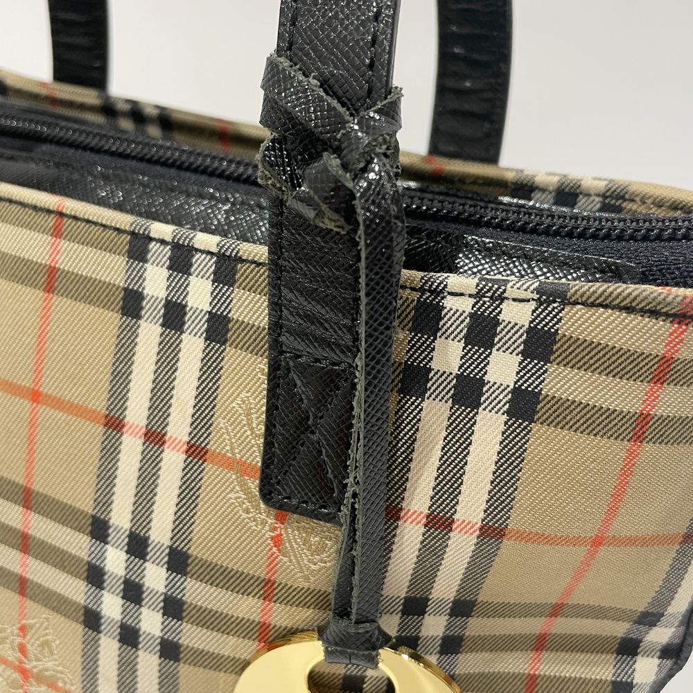 中古B/標準】BURBERRY バーバリー ロゴ チェック ヴィンテージ ミニ トート レディース ハンドバッグ ブラウン×ブラック20455020