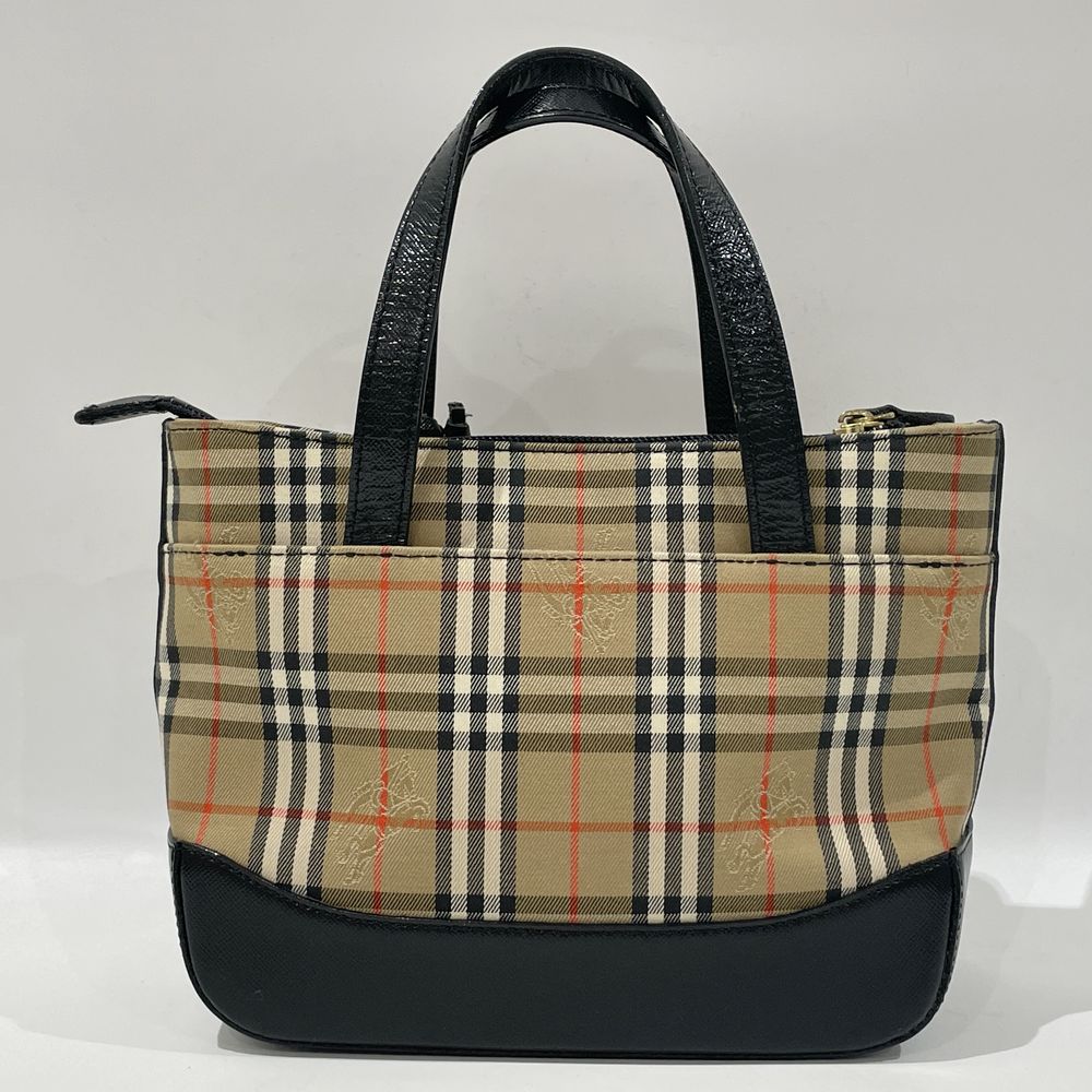 中古B/標準】BURBERRY バーバリー ロゴ チェック ヴィンテージ ミニ トート レディース ハンドバッグ ブラウン×ブラック20455020