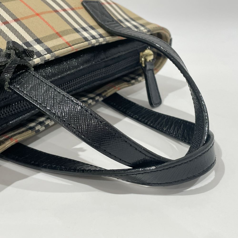 BURBERRY Logo Check Vintage Mini Tote Handbag Canvas/Leather Women's [Used B] 20240217