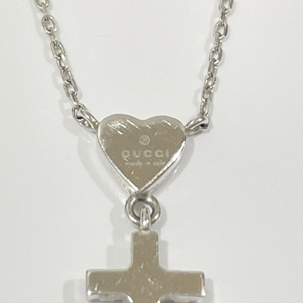 中古B/標準】GUCCI グッチ クロス ハート K18WG ダイヤモンド レディース ネックレス ホワイトゴールド20456150