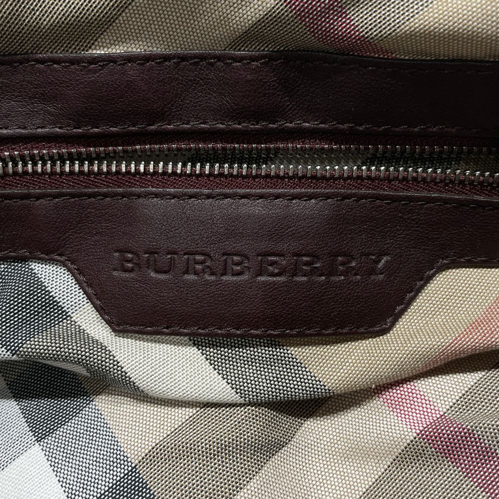 BURBERRY Logo Plate Gathered Handbag Leather Women's [Used B] 20240224