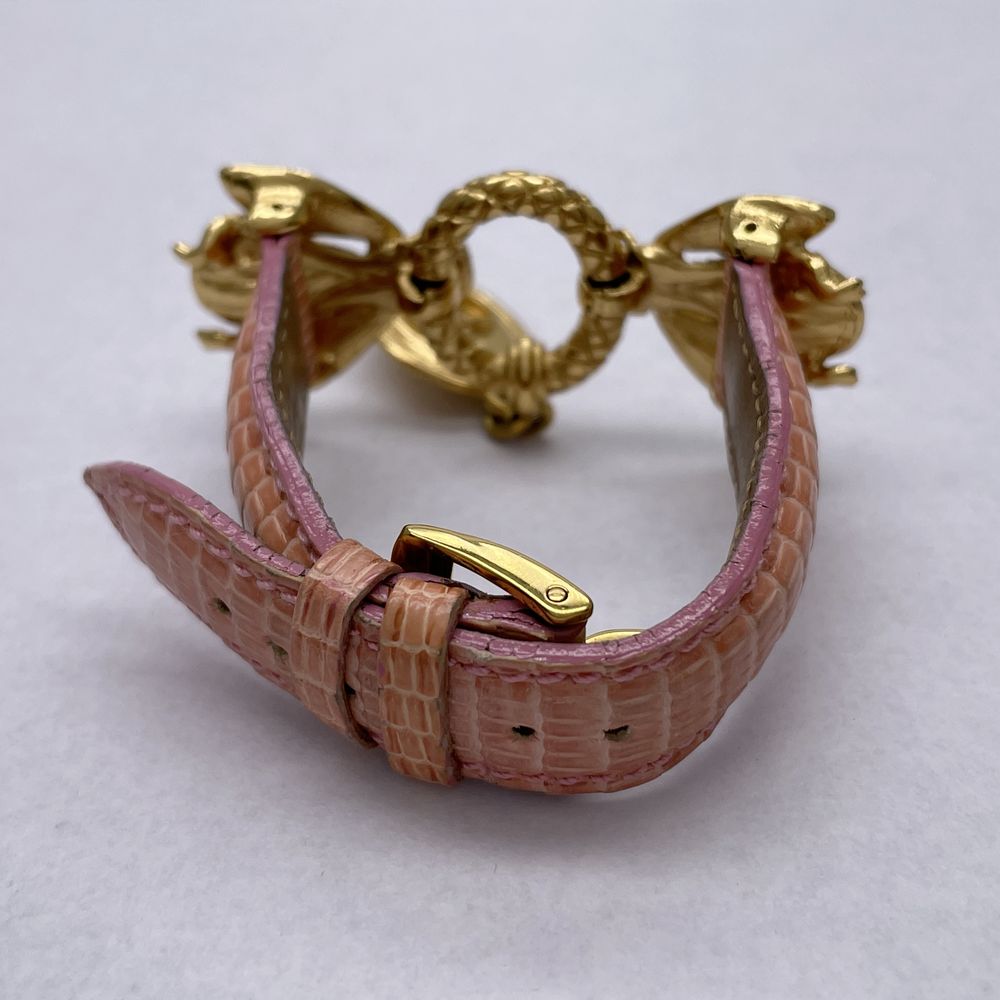 Christian Dior BEE Bee Rhinestone Logo Leather Belt Bracelet / Ladies [Used AB]