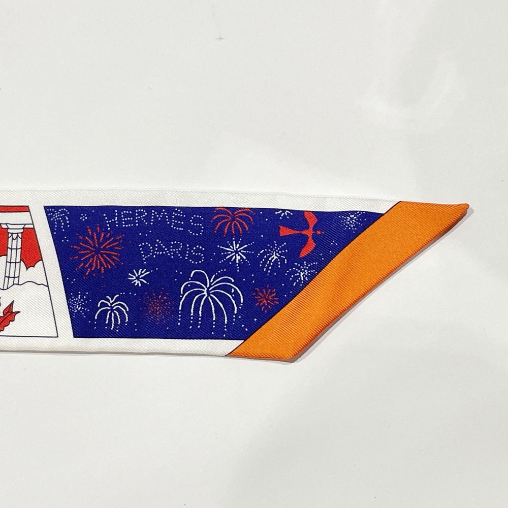 HERMES(エルメス) ツイリー ファクトリースーツ 23SS 花火 馬 チェック柄 動物 スカーフ シルク ユニセックス【中古A】