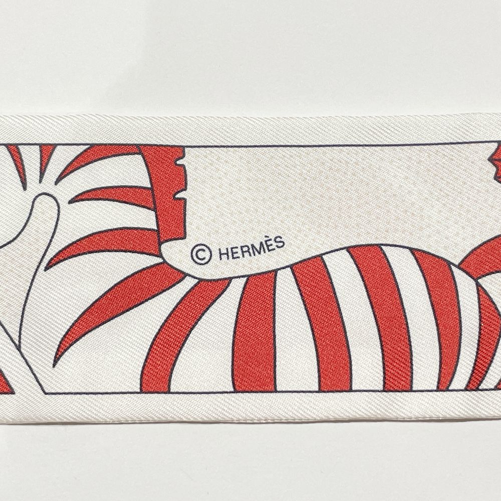 HERMES(エルメス) ツイリー ファクトリースーツ 23SS 花火 馬 チェック柄 動物 スカーフ シルク ユニセックス【中古A】