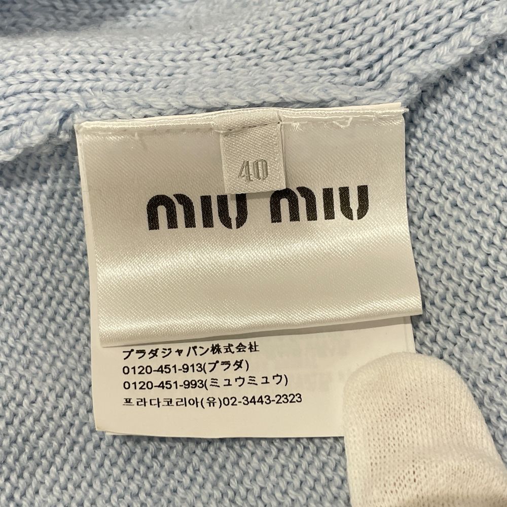 MIUMIU Size 40 Cable Knit Collar 19 Years Thin Cardigan Wool Women's [Used B] 20240316