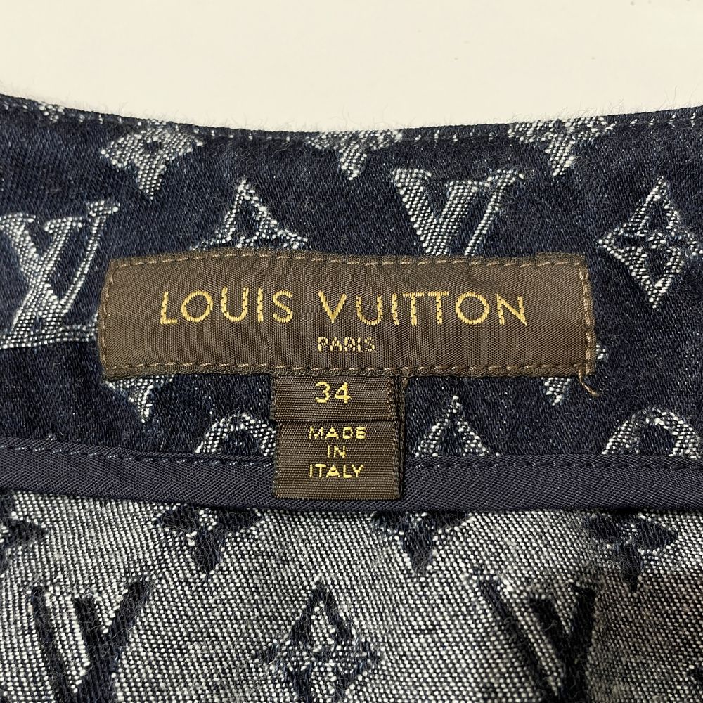 LOUIS VUITTON Monogram Denim Size 34 Blue Jacquard Double Zip Mini Skirt SS13IF Dress Cotton Women's [Used AB] 20240309