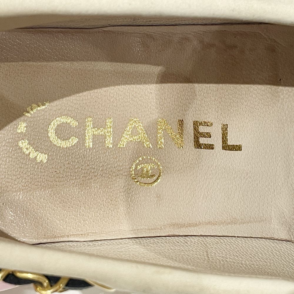 CHANEL(シャネル) サイズ37 バイカラー チェーン 94P デッキシューズ スエード レディース【中古AB】20240501