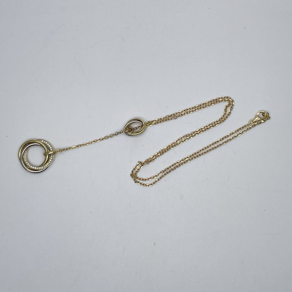 中古A/美品】CARTIER カルティエ トゥ フォー トリニティ スリーカラー パヴェダイヤ ラリアット K18YG K18PG K18ホワイトゴールド  レディース ネックレス20457197