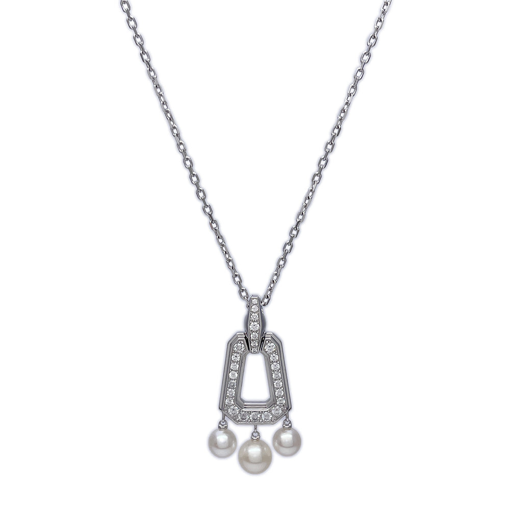 CARTIER Chandra Medium Swing Pearl 5.1mm - 6.1mm Necklace K18 White Gold/Diamond [Used A] 20240308