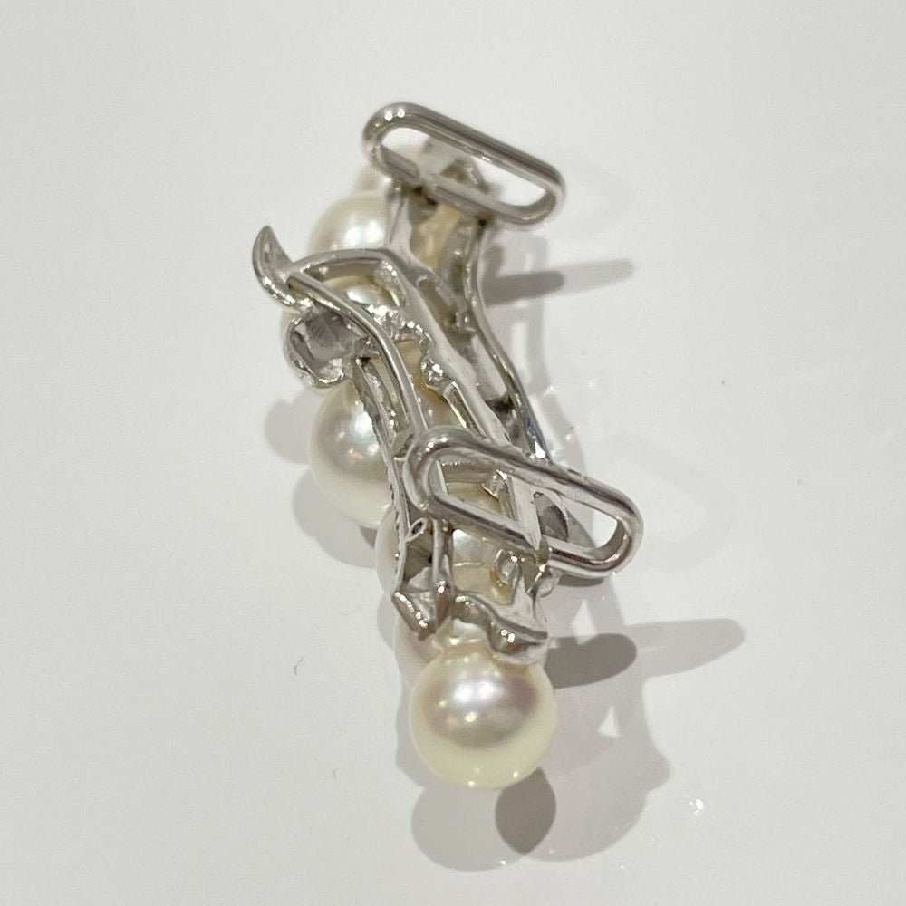 MIKIMOTO(ミキモト) リーフモチーフ 真珠 アコヤパール 5.7mm～7.3ｍｍ 帯留め K14ホワイトゴールド レディース【中古B】20240319