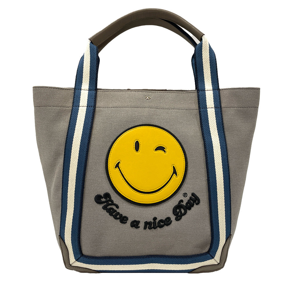 Anya Hindmarch Smiley Wink Tote Bag with Tag Canvas/Leather Women's [Used A] 20240310