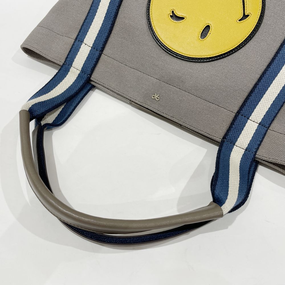 Anya Hindmarch(アニヤ・ハインドマーチ) タグ付き スマイリー ウィンク トートバッグ キャンバス/レザー レディース【中古A】20240310