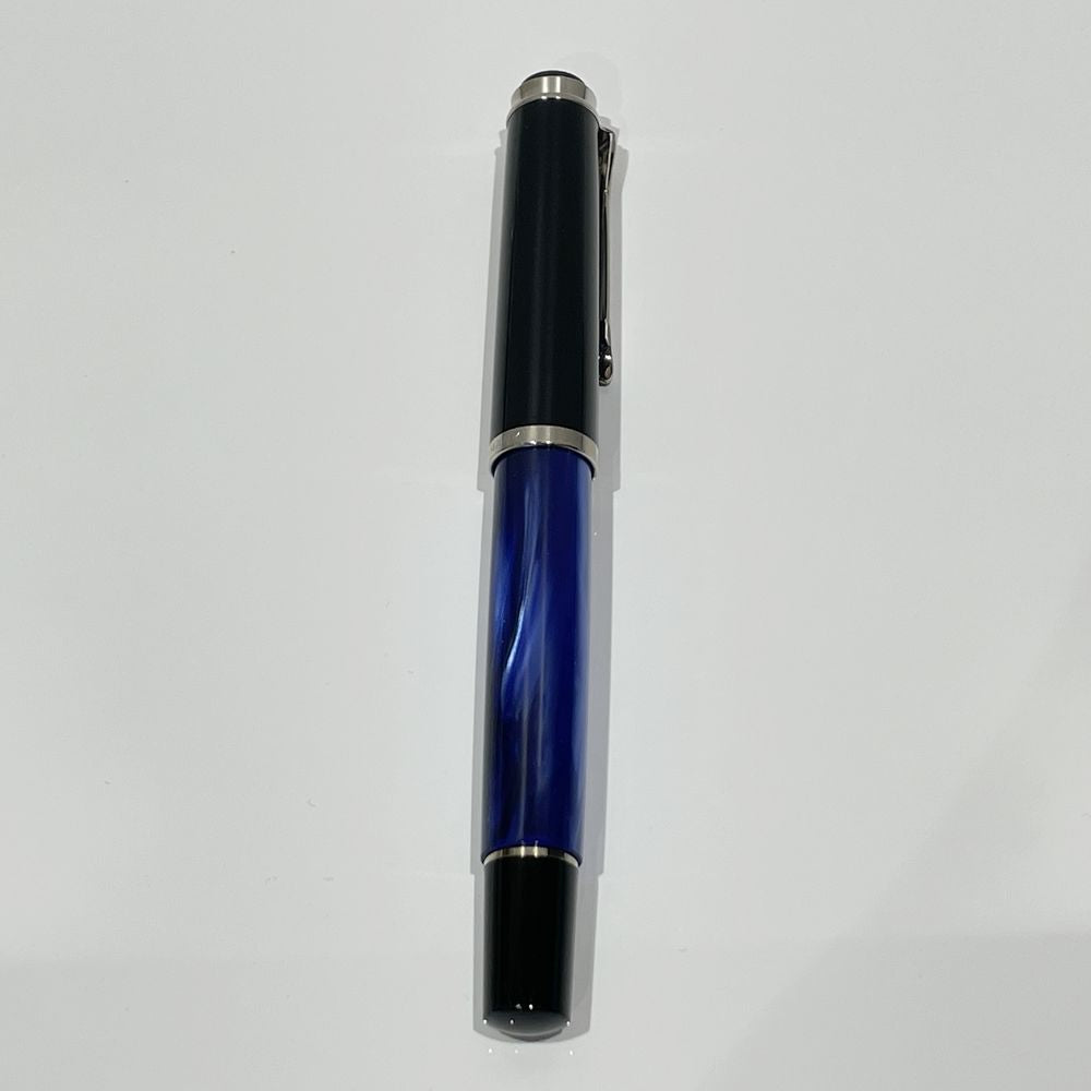 PERIKAN Classic M205 Blue Marble Blue Character Width M (Medium) Inhalation Type Compact Size M400 Fountain Pen Metal/Celluloid Unisex [Used AB] 20240309