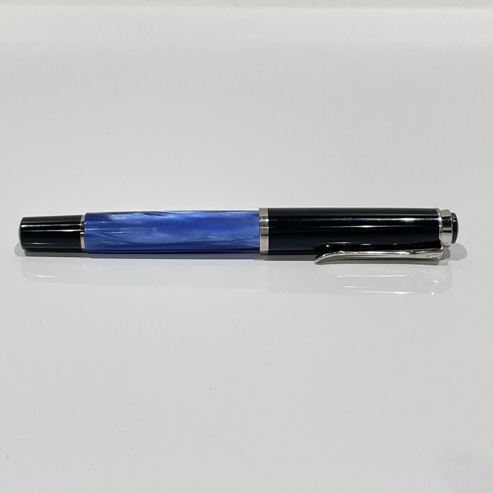 PERIKAN Classic M205 Blue Marble Blue Character Width M (Medium) Inhalation Type Compact Size M400 Fountain Pen Metal/Celluloid Unisex [Used AB] 20240309