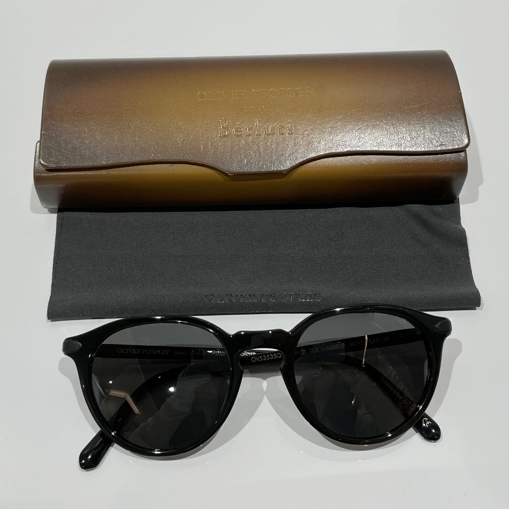 OLIVER PEOPLES Berluti RUE MARBEUF OV5353SQ Round Collaboration Polarized Lens Sunglasses Acetate/Metal/Leather Men's [Used AB] 20240314